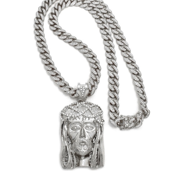 ICED OUT JESUS HEAD PENDANT 12mm/30\